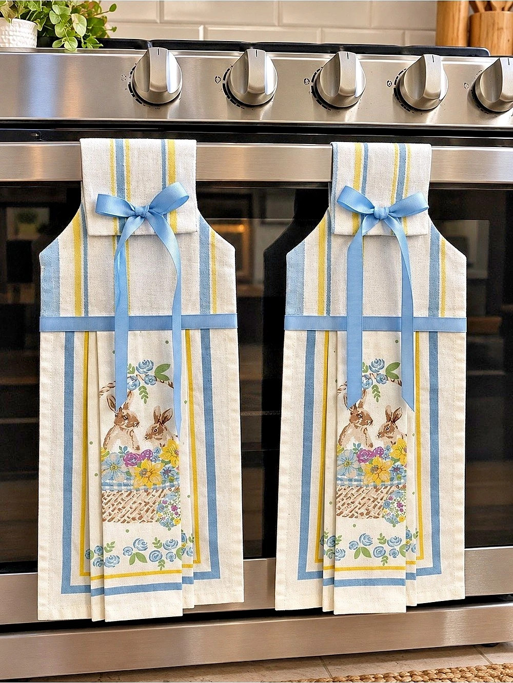 Blue & Yellow Floral Kitchen Towel Set - 7 Piece